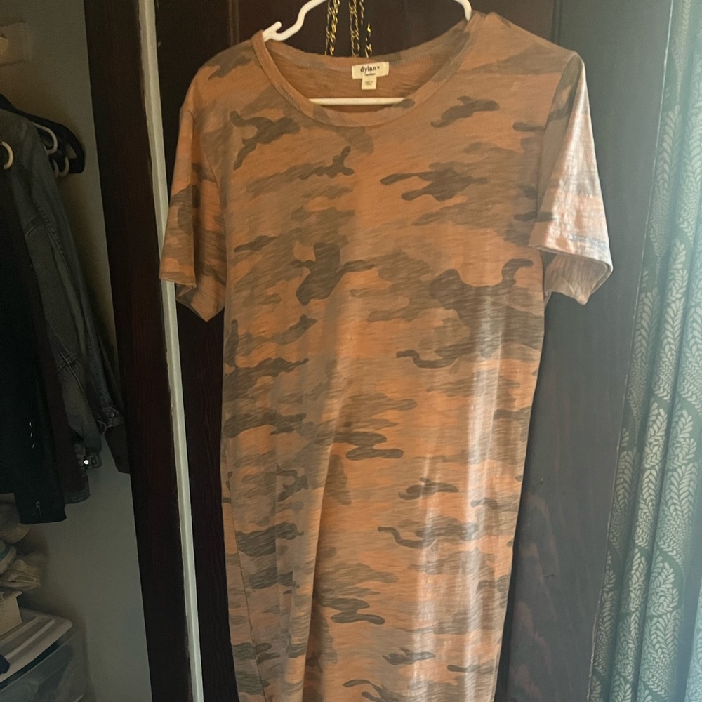 Orange Camo casual midi dress